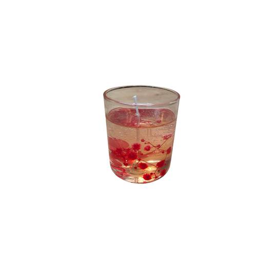 Scented Jelly Flower Candle in Glass - Red